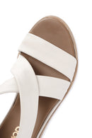 Women's Cream Thick Soled Leather Sandals | Derimod