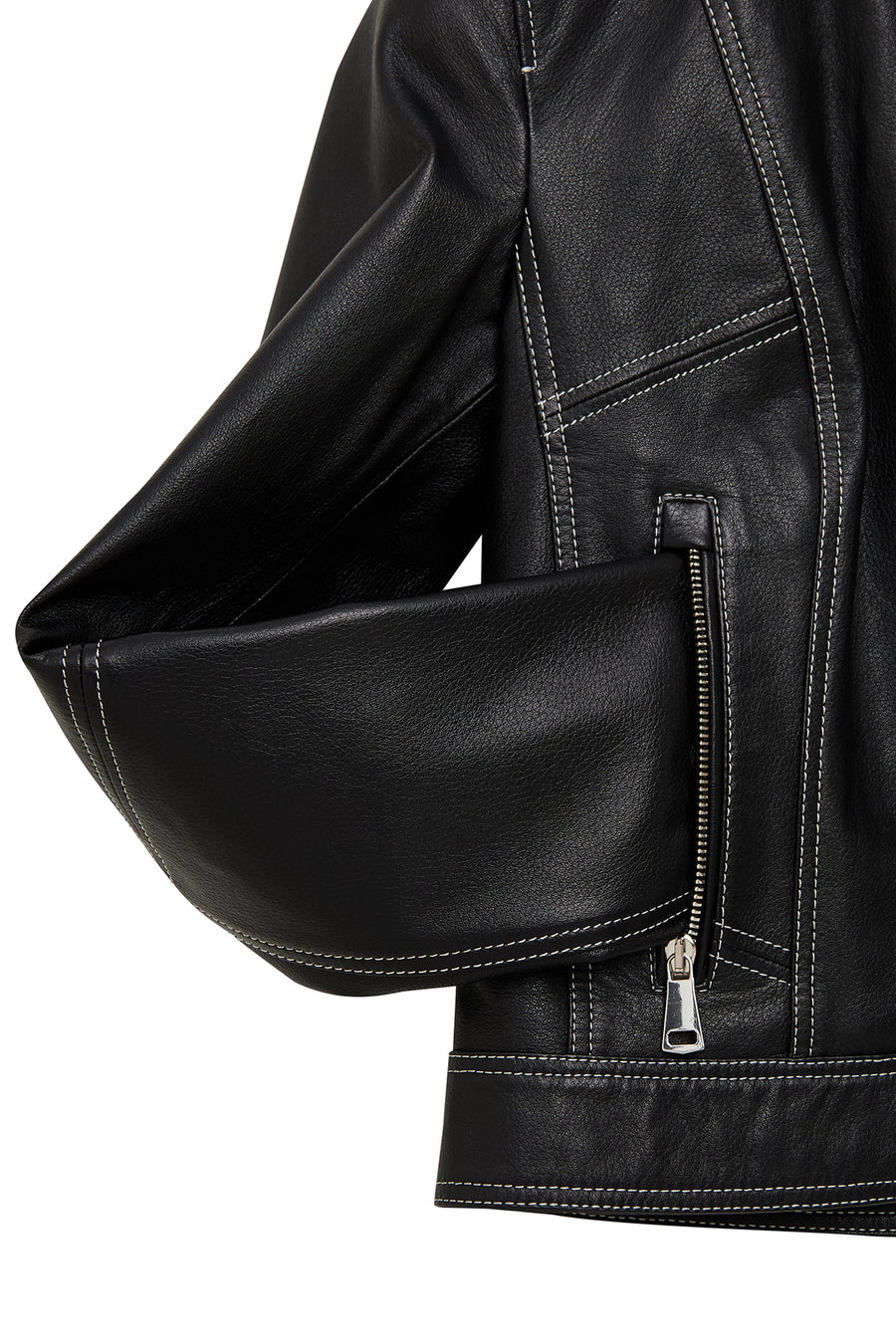 Joy Woman Black Short Leather Jacket