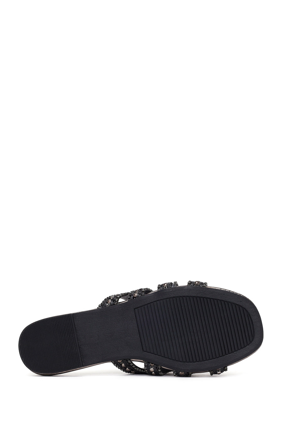 Woman Anthracite Stone-Embellished Slipper