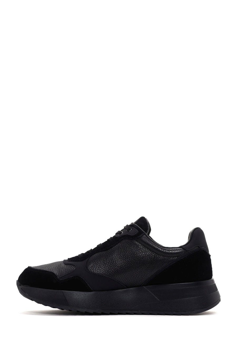 Alberto Guardiani Men's Black Winner Thick Soled Leather Sneaker