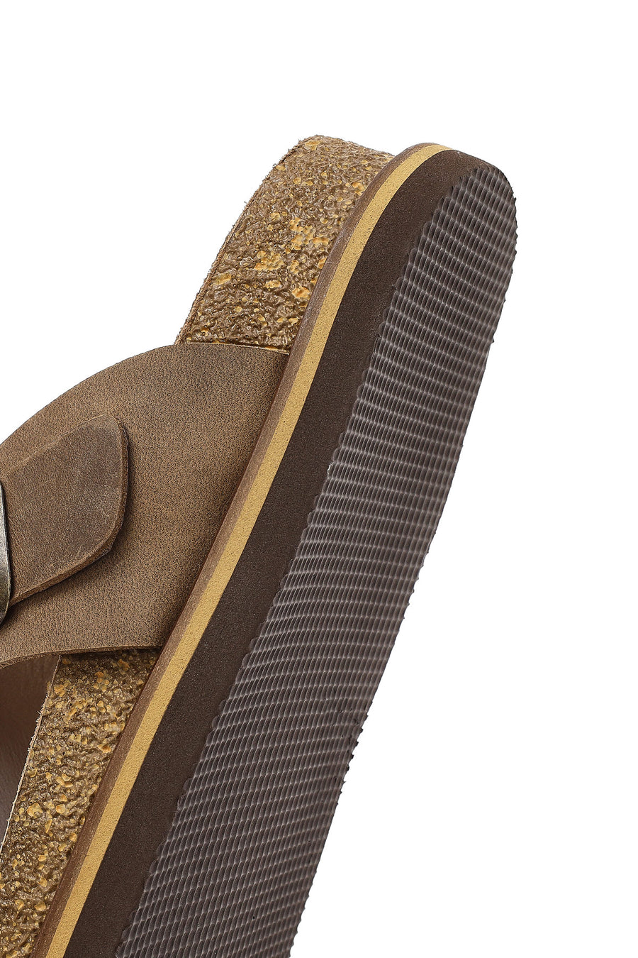Men's Beige Flip Flop Nubuck Leather Slippers