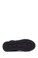 Women's Black Zippered Suede Teddy Boot | Derimod