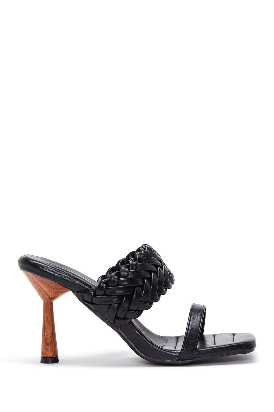 Women's Black Braided Heeled Slippers 22SFE493629 | Derimod