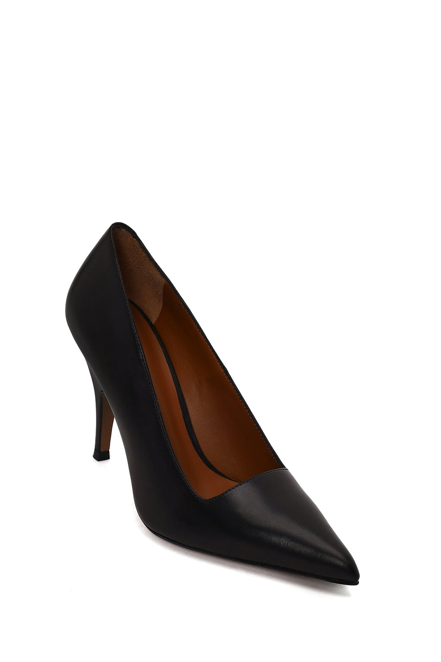 Woman Black Thin-Heeled Leather Stiletto