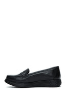 Woman Black Thick-Soled Leather Comfort Loafer | Derimod