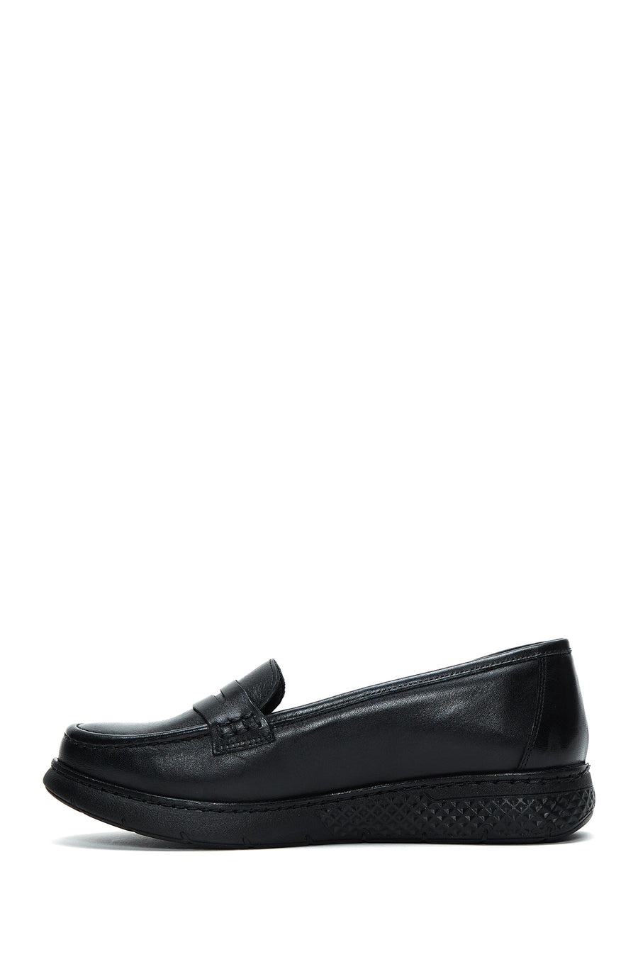 Woman Black Thick-Soled Leather Comfort Loafer