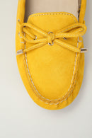 Suede Yellow Women's Leather Loafer | Derimod