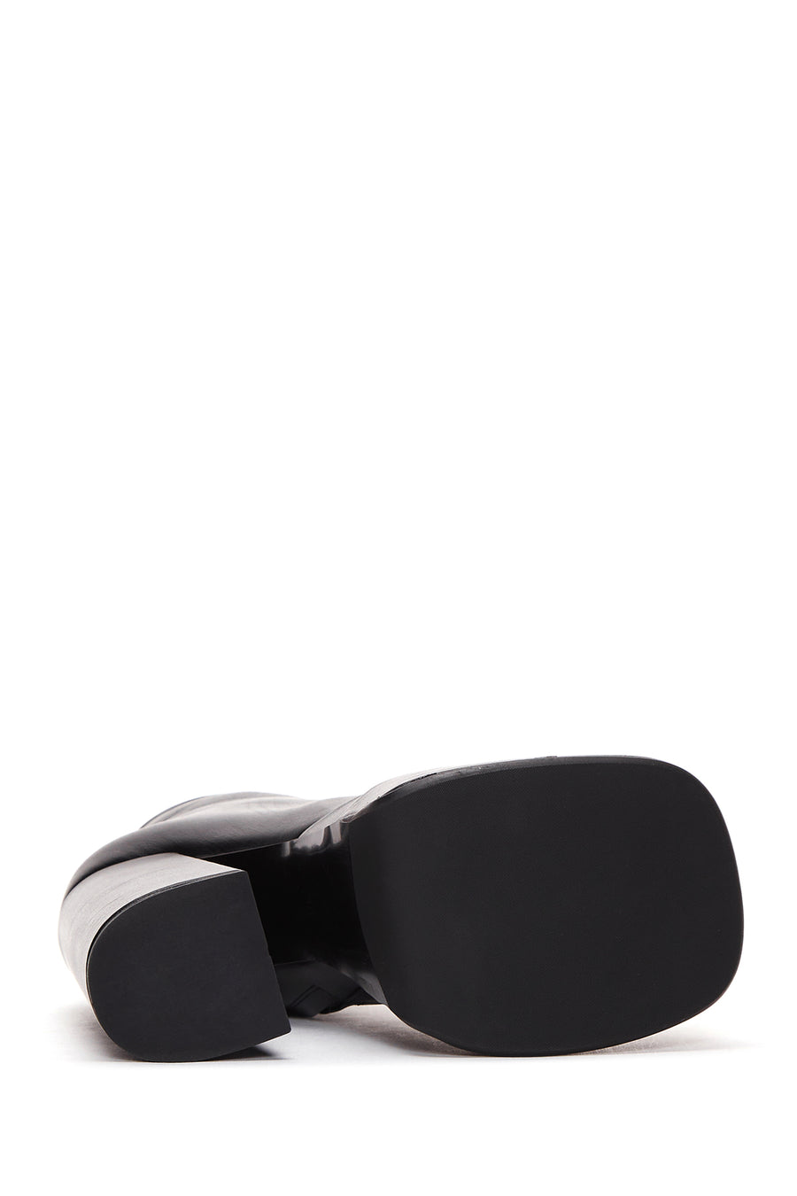 Women's Black Leather Platform High Heel Boots