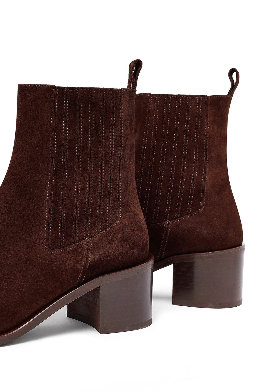 Woman Brown Chunky-Heeled Suede Chelsea Boots