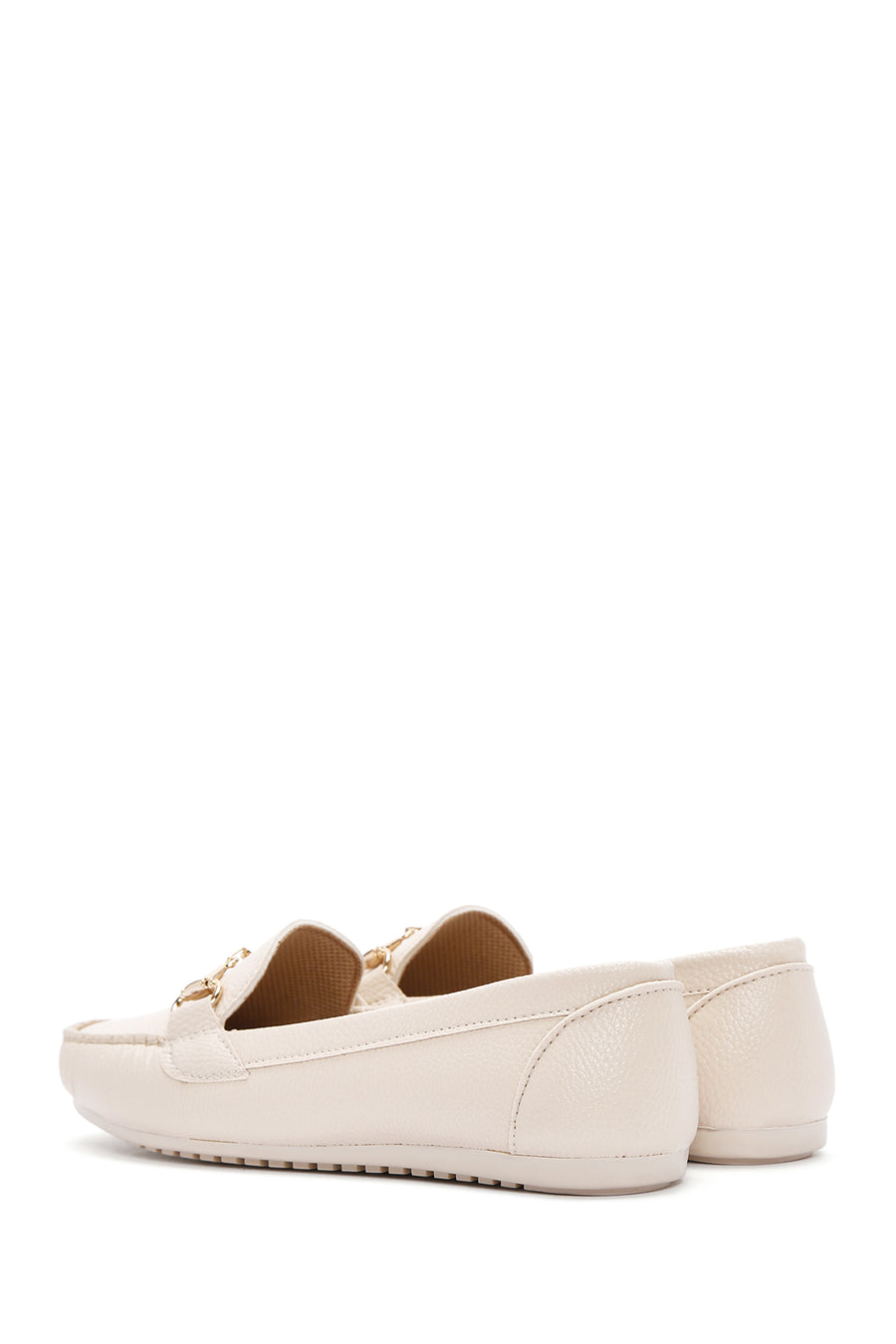 Women's Beige Buckle Detailed Loafer