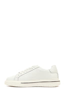 Men's White Lace-Up Thick-Soled Leather Sneaker | Derimod