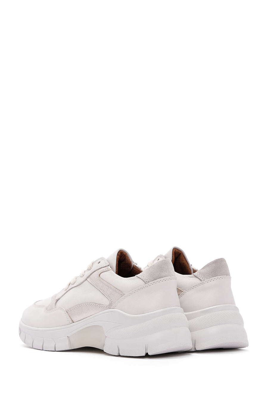 Women's Beige Leather Sneaker