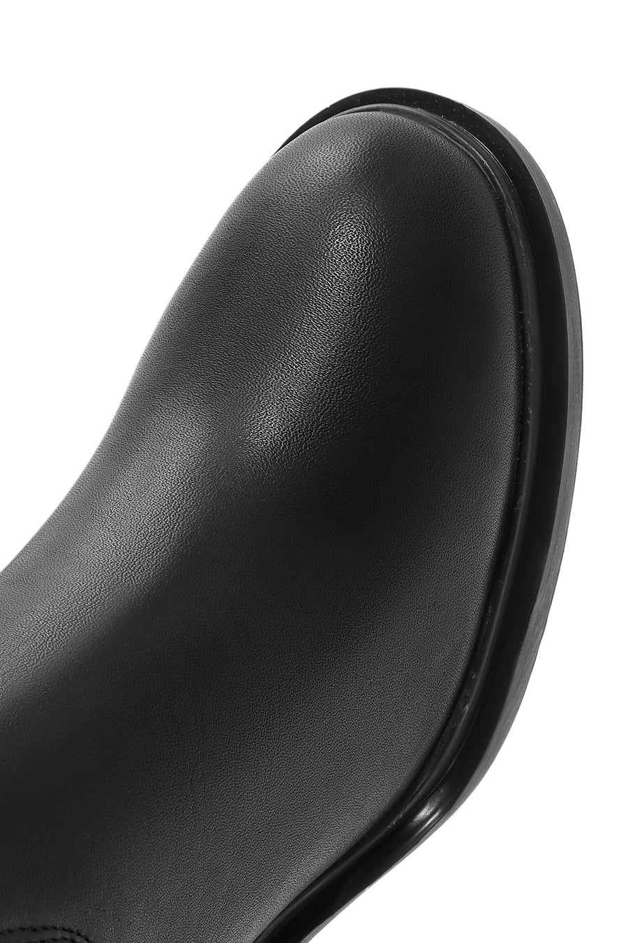 Women's Black Thick Heeled Leather Chelsea Boots