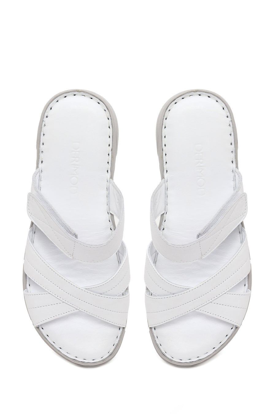 Woman White Wedge-Heel Leather Slipper