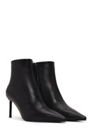 Woman Black Zip Closure Stiletto Heel Leather Boots | Derimod