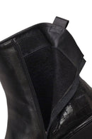 Woman Black Zip Closure Patterned Thick-Soled Leather Boots | Derimod
