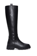 Women's Black Zippered Leather Boots | Derimod