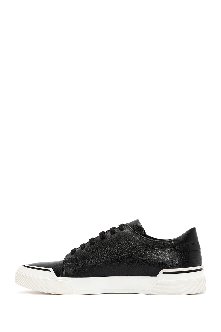 Men's Black Lace Up Leather Sneakers