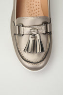 Bronze Wedge Heels Women's Leather Loafer | Derimod