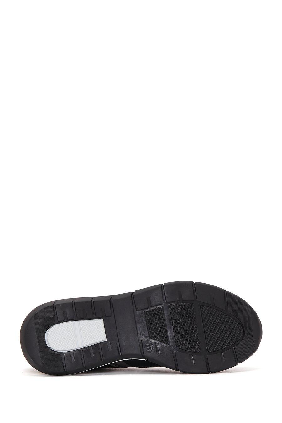 Women's Black Lace-Up Zipper Detail Leather Sneakers