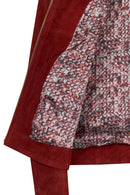 Lara Woman Burgundy Short Suede Jacket | Derimod