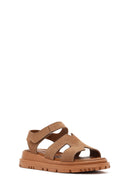 Women's Powder Strappy Thick Soled Suede Leather Comfort Sandals | Derimod
