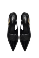 Woman Black Backless Thin Heeled Patent Leather Leather Shoes | Derimod