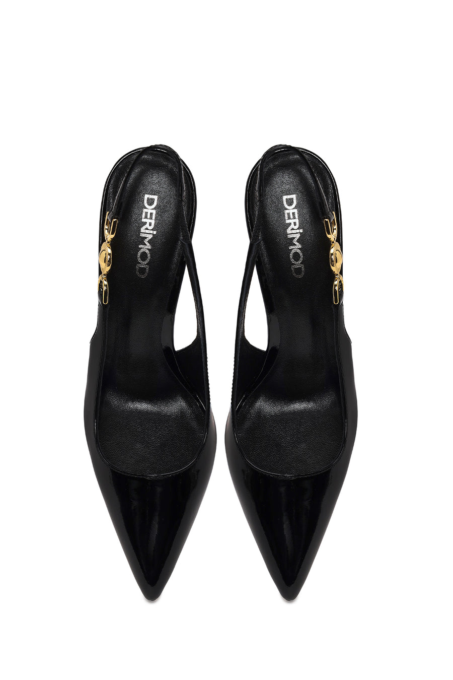 Woman Black Backless Thin Heeled Patent Leather Leather Shoes