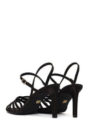 Woman Black Ankle-Buckle Thin-Heeled Sandal | Derimod