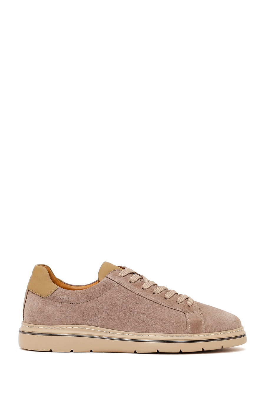 Erkek Bej Bağcıklı Nubuk Deri Sneaker 26SFD641010 | Derimod