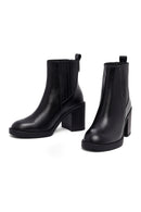 Woman Black Chunky Heels Leather Chelsea Boots | Derimod