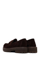 Woman Brown Thick-soled Suede Leather Masculine Loafer | Derimod