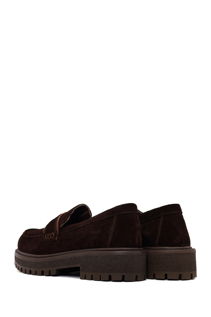 Woman Brown Thick-soled Suede Leather Masculine Loafer