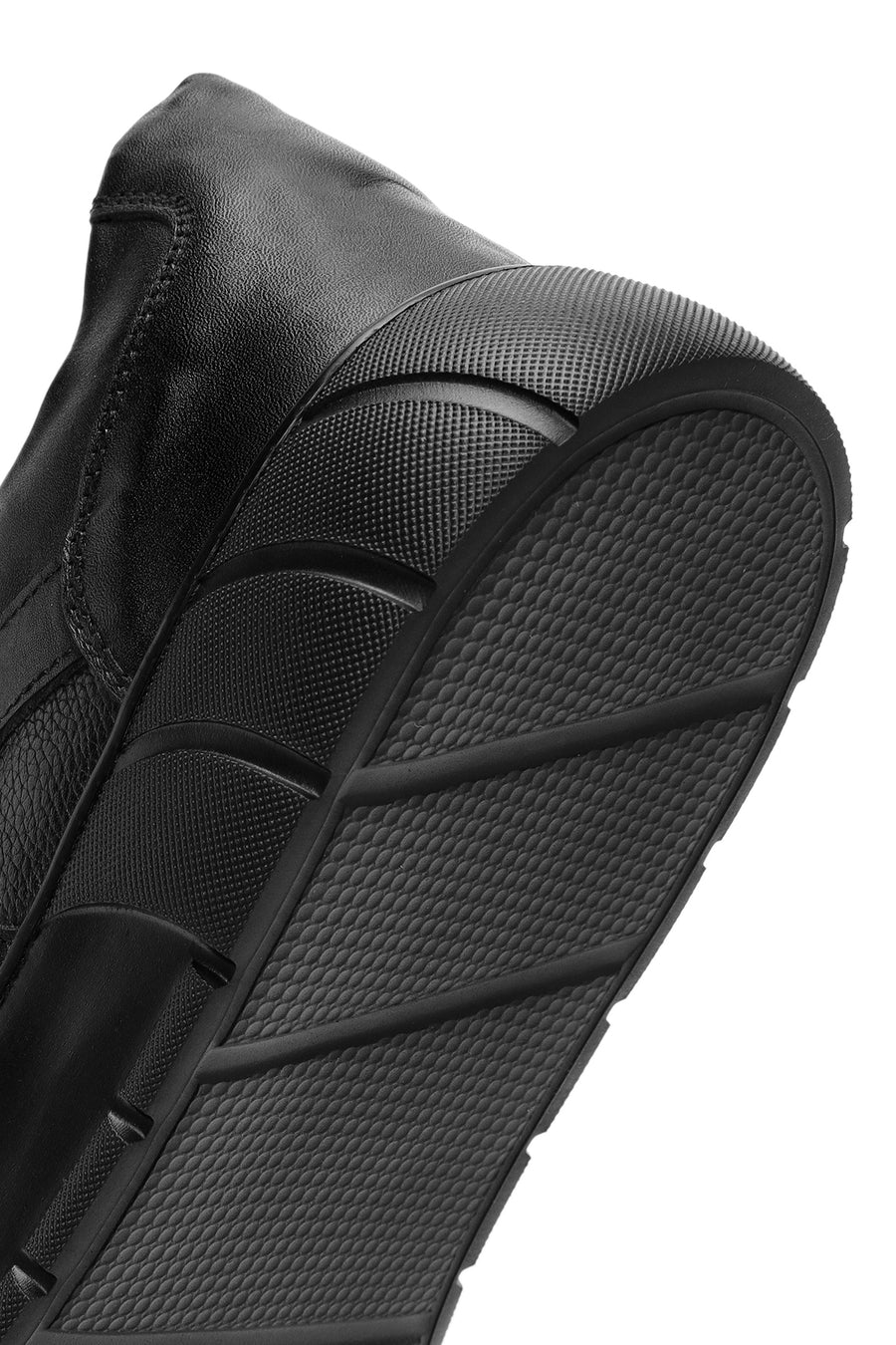 Erkek Siyah Bağcıklı Deri Sneaker