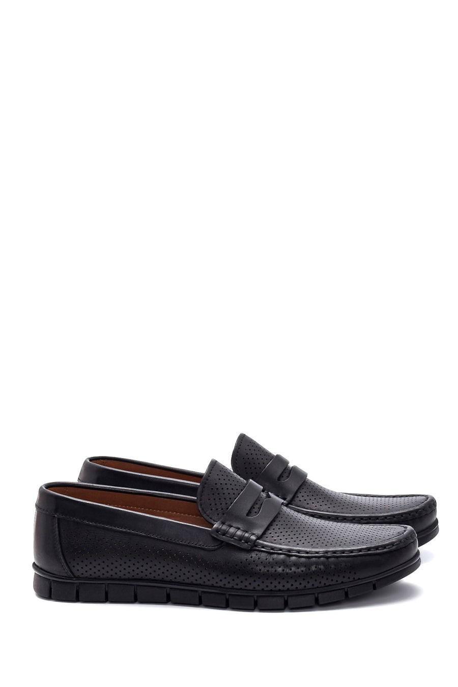 Erkek Deri Delikli Casual Loafer