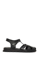 Women's Black Strappy Leather Sandals | Derimod