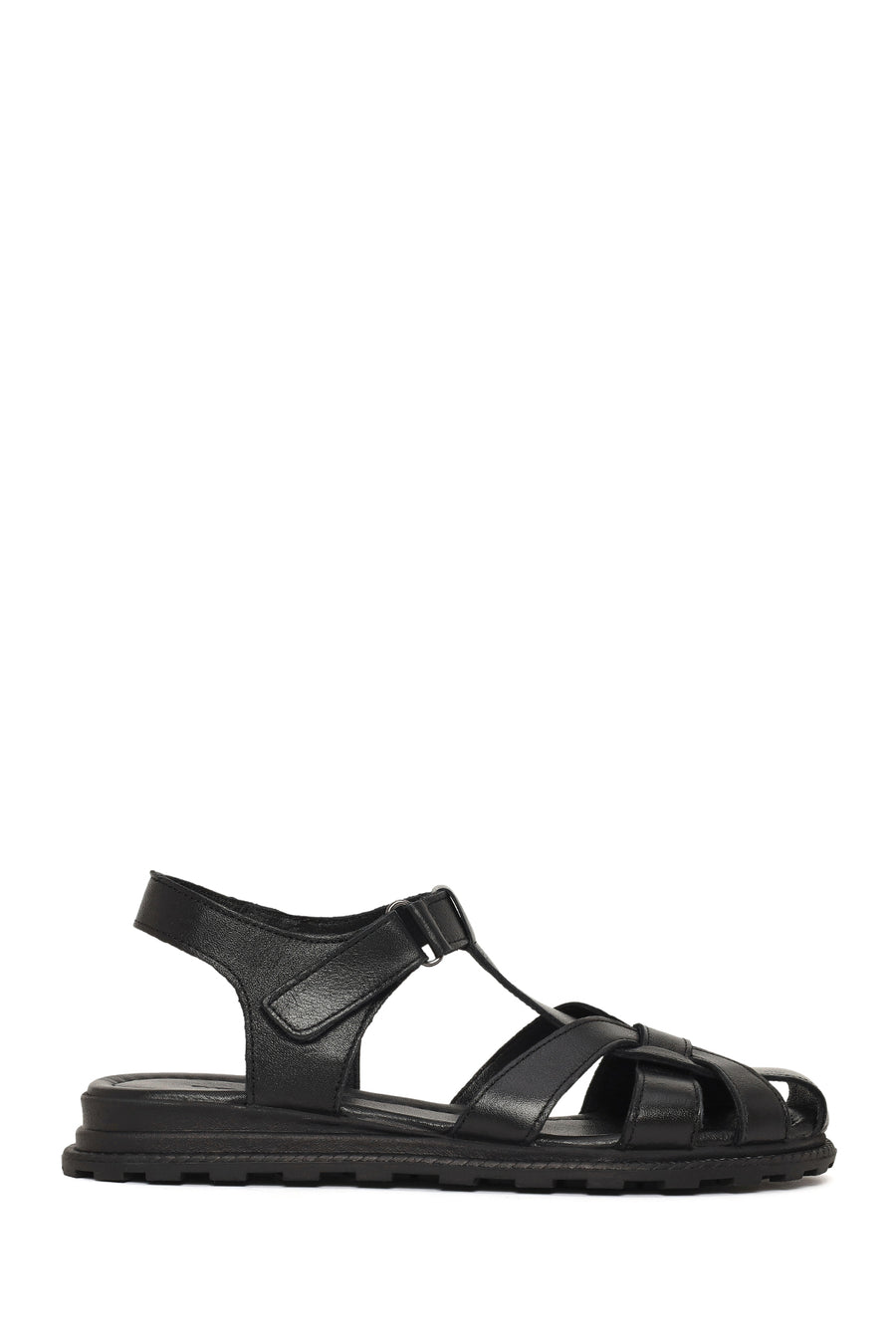 Women's Black Strappy Leather Sandals 26SFD351018 | Derimod