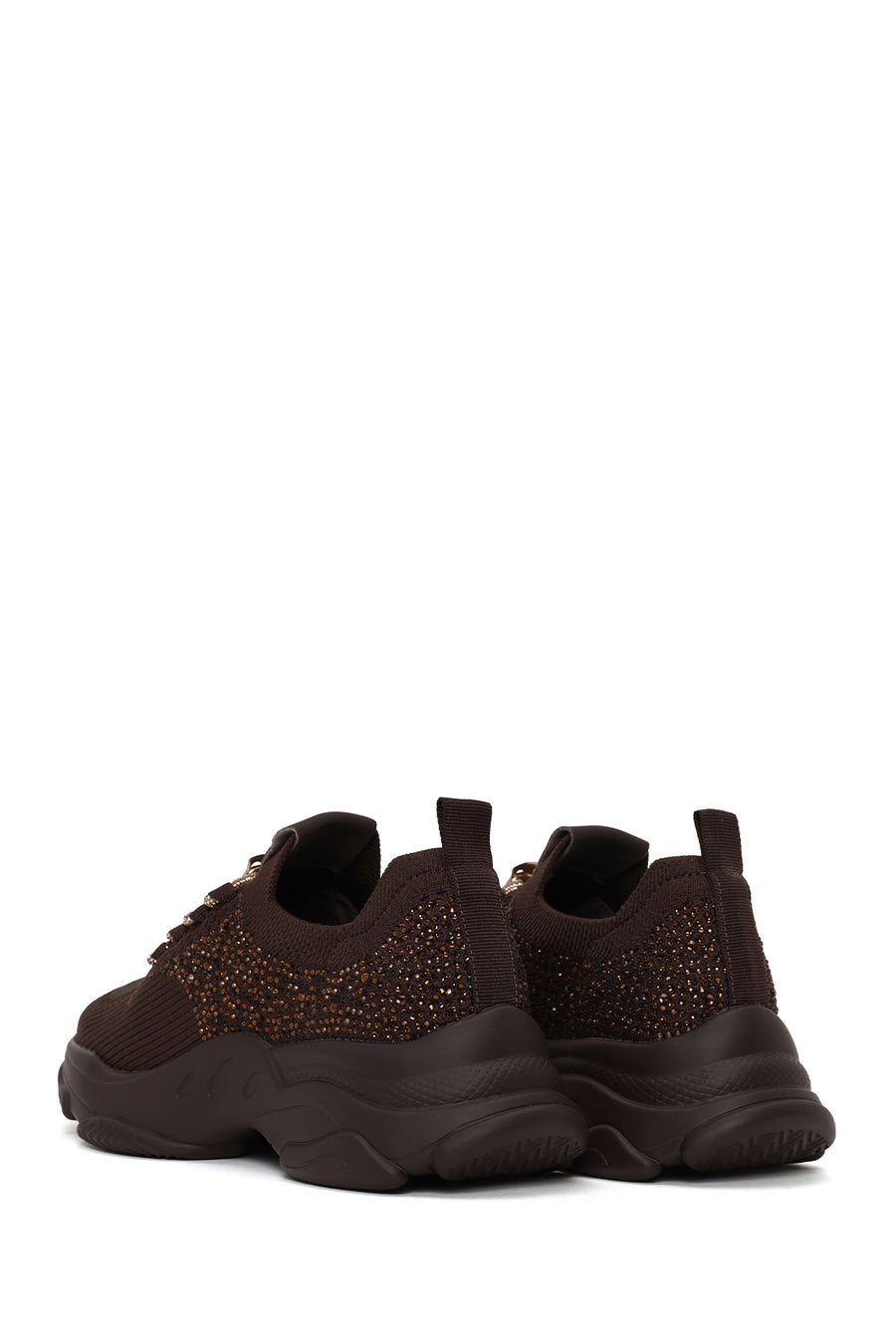 Derimod Zero Woman Brown Lace-Up Fabric Sneaker with Stone Details