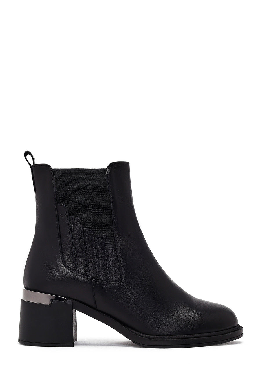 Women's Black Thick Heeled Leather Chelsea Boots 25WFD184018 | Derimod
