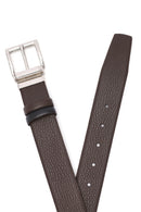 Men's Black Double Sided Leather Belt | Derimod