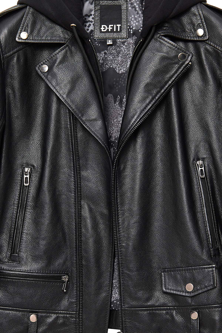 Butler Men's Black Hooded Biker Leather Jacket