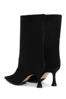 Women's Black Heeled Suede Leather Boots | Derimod