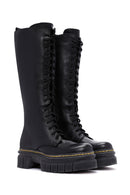 Women's Black Zippered Thick Soled Casual Leather Boots | Derimod