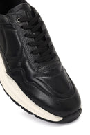 Erkek Siyah Bağcıklı Kalın Tabanlı Deri Sneaker | Derimod