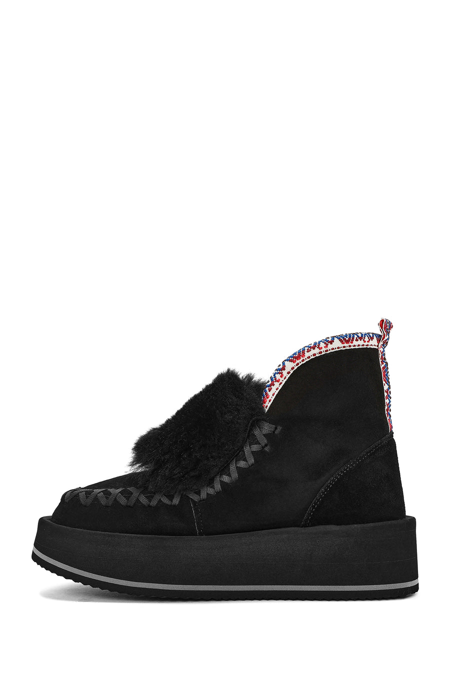 Women's Black Thick-Soled Fur Suede Leather Boots