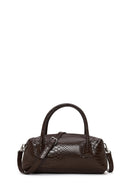 Woman Brown Long Strap Snake Print Shoulder Bag | Derimod