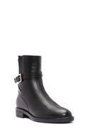 Women's Black Zippered Buckle Detailed Leather Boots | Derimod
