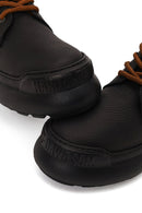 Harley Davidson Woman Black Lensors Zip Closure Thick-Soled Leather Combat Boots | Derimod