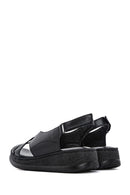 Women's Black Thick Soled Leather Comfort Sandals | Derimod