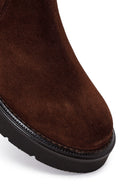 Woman Brown Thick-Soled Suede Chelsea Boots | Derimod